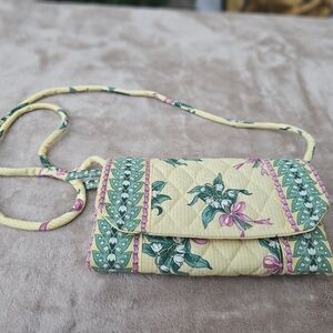Vera Bradley 'Hope' For Breast Cancer Floral Yellow Wallet With Strap.  NWT